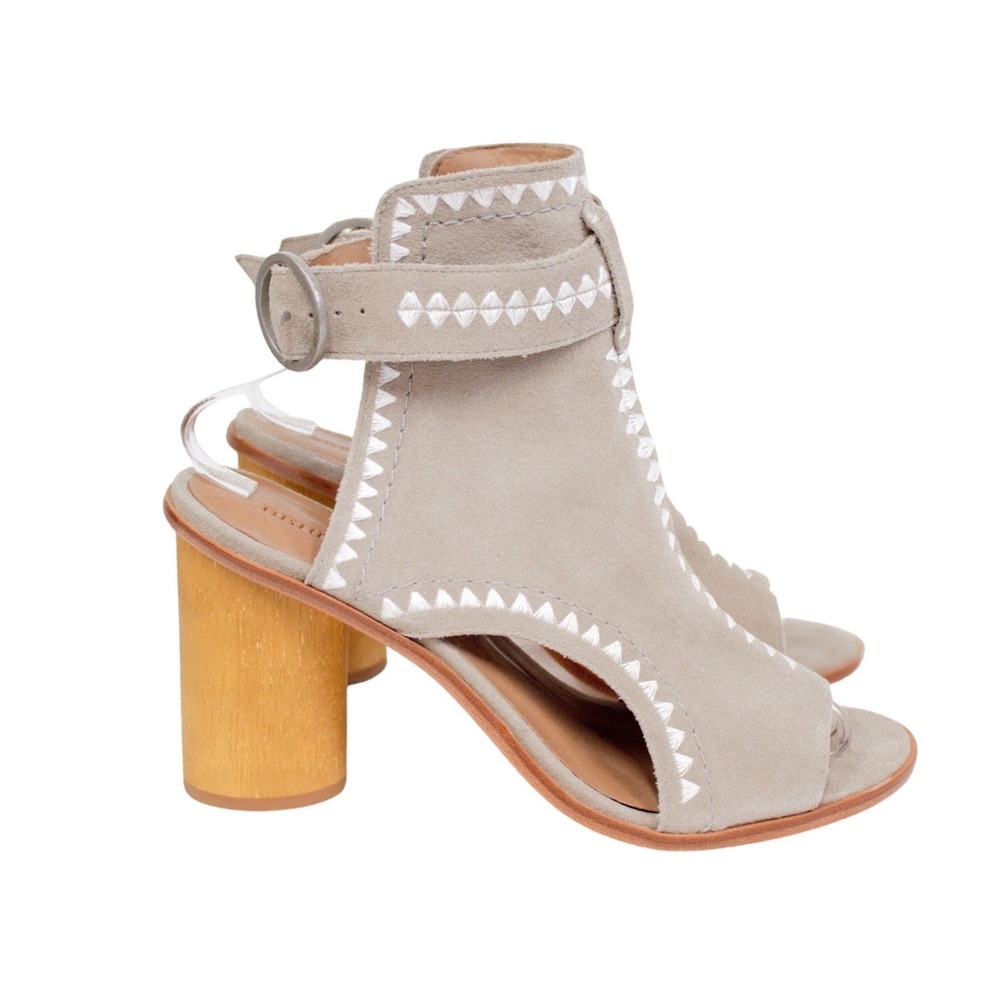 Anthropologie-Bernardo Ankle Boots Womens Sz 10 Suede Block Heels Booties - Picture 9 of 11